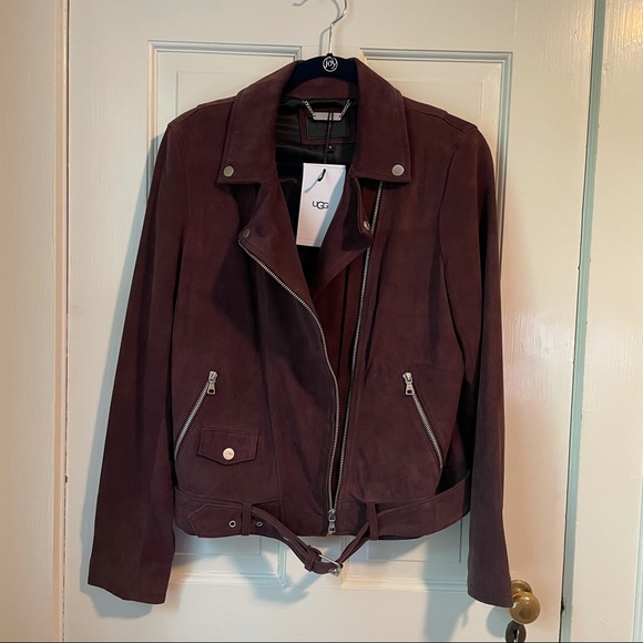 NWT UGG Suede Moto Jacket in Port - Picture 2 of 6